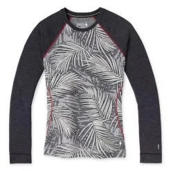 Smartwool Women's Merino 250 Baselayer Pattern Crew - Light Gray Palm Tops