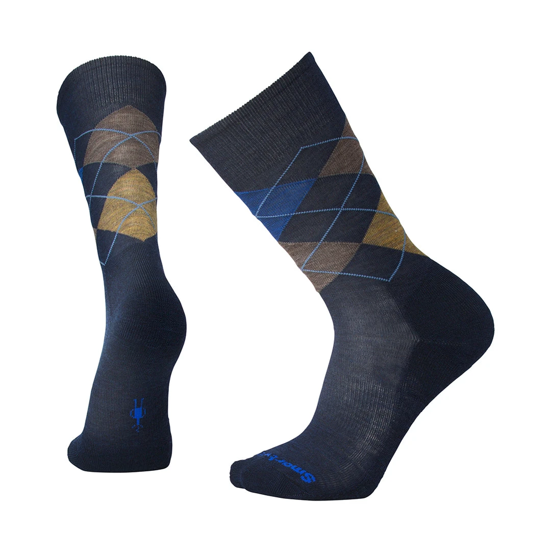 Smartwool Men's Everyday Diamond Jim Socks - Deep Navy Heather/Desert Sand Heather 1 Smartwool Men's Everyday Diamond Jim Socks - Deep Navy Heather/Desert Sand Heather