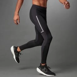 Adidas Men's Saturday Warm Running Leggings - Black Apparel