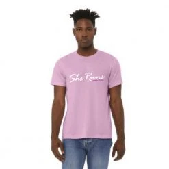 Gazelle Sports Apparel Unisex She Runs Grand Rapids Script Triblend T-Shirt - Lilac Triblend/White