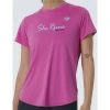 New Balance Tops Women's She Runs Grand Rapids Script Accelerate Short Sleeve - Magenta Pop/Light Blue