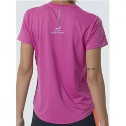 New Balance Tops Women's She Runs Grand Rapids Script Accelerate Short Sleeve - Magenta Pop/Light Blue