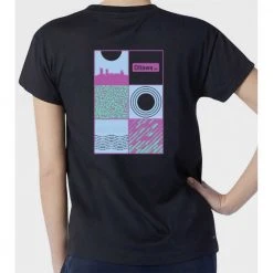 New Balance Women's She Runs Vertical Script With Collage Relentless Crew - Black Multi/Pink Tops