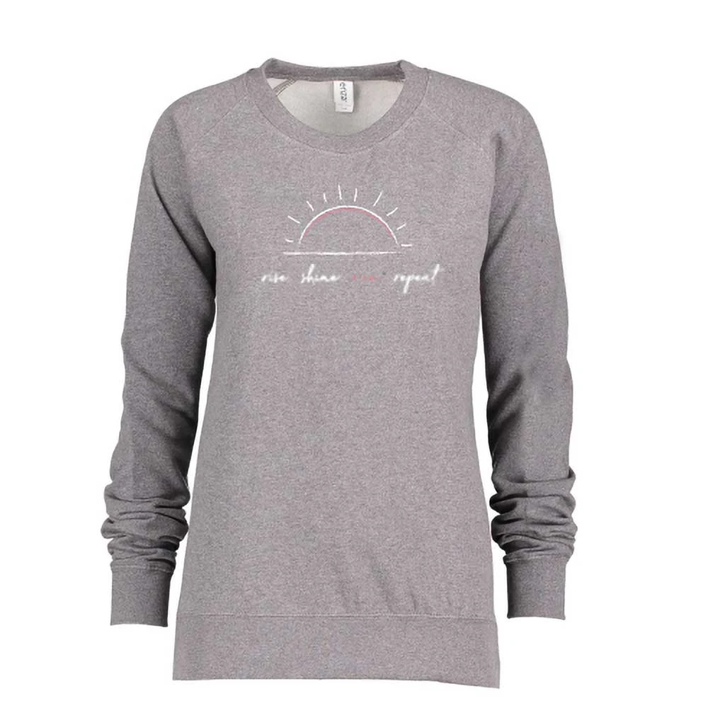 Gazelle Sports Women's Rise Shine Run Repeat PFC Pullover Crew - Dark Heather 1 Gazelle Sports Women's Rise Shine Run Repeat PFC Pullover Crew - Dark Heather