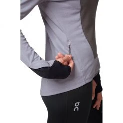 On Running Women's Weather Shirt - Fossil/Rock Tops 14 On Running Women's Weather Shirt - Fossil/Rock Tops