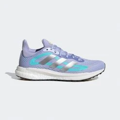 Adidas Women's SolarGlide 4 ST Running Shoes - Violet Tone/Silver Metallic/Orange Tint - Regular (B)