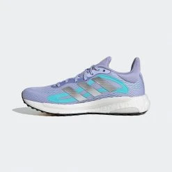 Adidas Women's SolarGlide 4 ST Running Shoes - Violet Tone/Silver Metallic/Orange Tint - Regular (B)