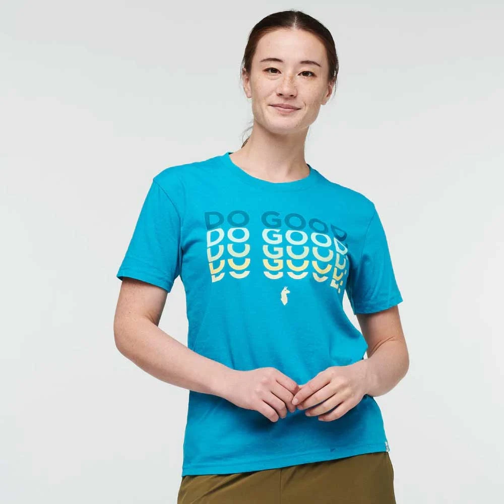 Cotopaxi Women's Do Good Repeat T-Shirt - Mineral Blue Tops 2 Cotopaxi Women's Do Good Repeat T-Shirt - Mineral Blue Tops