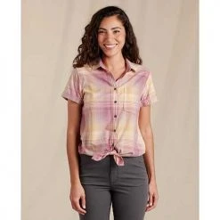 Toad And Co Women's Willet Tie Short Sleeve Shirt - Faded Lilac Tops