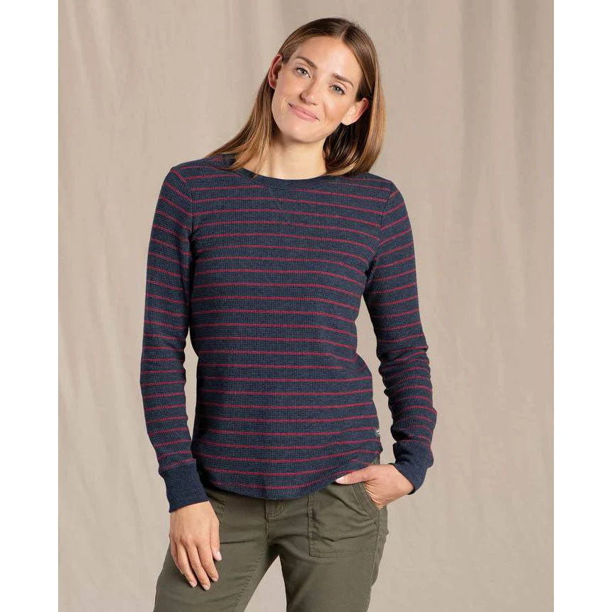 Toad And Co Women's Foothill Long Sleeve Crew - True Navy Foothill Stripe Tops 1 Toad And Co Women's Foothill Long Sleeve Crew - True Navy Foothill Stripe Tops
