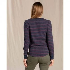Toad And Co Women's Foothill Long Sleeve Crew - True Navy Foothill Stripe Tops