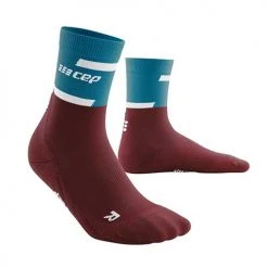 CEP Men's The Run Compression Mid Cut Socks 4.0 - Petrol/Dark Red