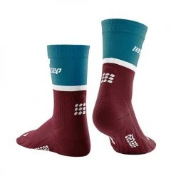 CEP Men's The Run Compression Mid Cut Socks 4.0 - Petrol/Dark Red