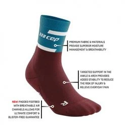 CEP Men's The Run Compression Mid Cut Socks 4.0 - Petrol/Dark Red 9 CEP Men's The Run Compression Mid Cut Socks 4.0 - Petrol/Dark Red