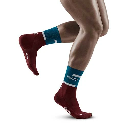 CEP Men's The Run Compression Mid Cut Socks 4.0 - Petrol/Dark Red 3 CEP Men's The Run Compression Mid Cut Socks 4.0 - Petrol/Dark Red