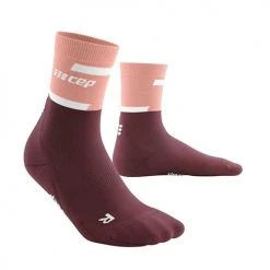 CEP Women's The Run Compression Mid Cut Socks 4.0 - Rose/Dark Red