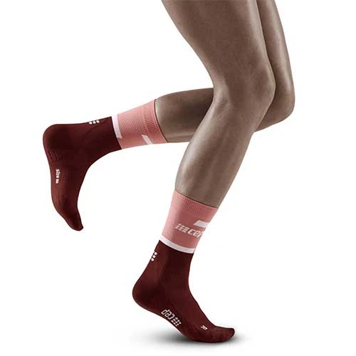 CEP Women's The Run Compression Mid Cut Socks 4.0 - Rose/Dark Red 4 CEP Women's The Run Compression Mid Cut Socks 4.0 - Rose/Dark Red