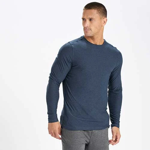 Vuori Men's Long-Sleeve Strato Tech Tee - Navy Heather 2 Vuori Men's Long-Sleeve Strato Tech Tee - Navy Heather