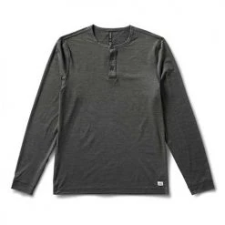 Vuori Apparel Men's Long Sleeve Ease Performance Henley - Charcoal Heather