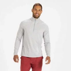 Vuori Apparel Men's Ease Performance 1/2 Zip - Light Heather Grey