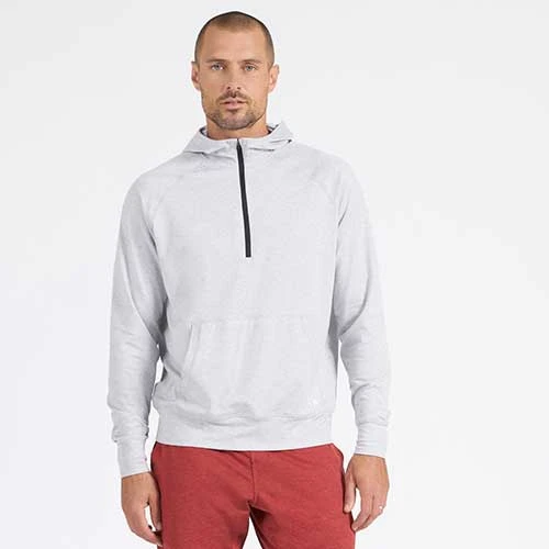 Vuori Men's Ponto Performance 1/2 Zip Hoodie - Platinum Heather 2 Vuori Men's Ponto Performance 1/2 Zip Hoodie - Platinum Heather