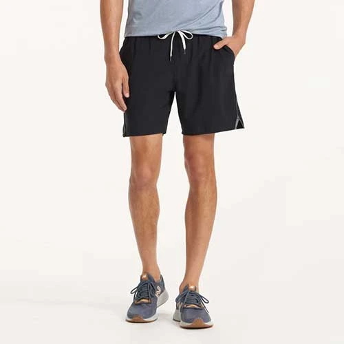 Vuori Trail Short - Black/Heather Grey Stripe Apparel 3 Vuori Trail Short - Black/Heather Grey Stripe Apparel