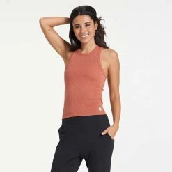 Vuori Women's Sunrise High Neck Tank - Cinnamon Tops
