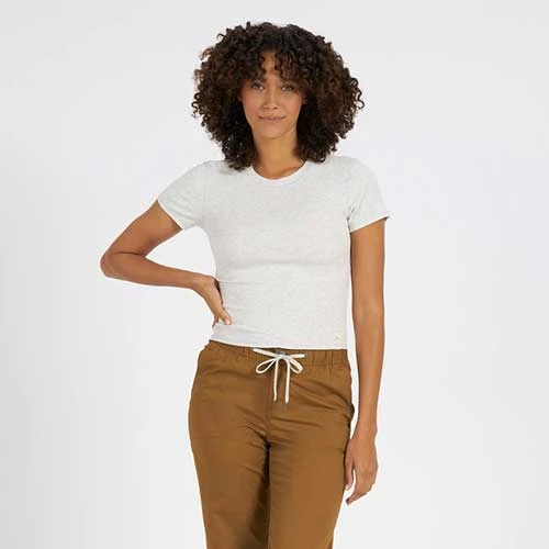 Vuori Women's Mudra Fitted Tee - White Heather Tops 1 Vuori Women's Mudra Fitted Tee - White Heather Tops