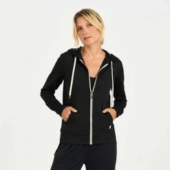 Vuori Women's Halo Performance Hoodie - Black Heather Tops