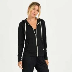 Vuori Women's Halo Performance Hoodie - Black Heather Tops