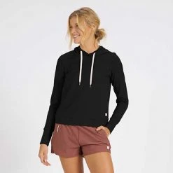 Vuori Women's Halo Essential Hoodie - Black Heather Tops