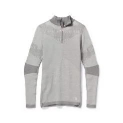 Smartwool Women's Intraknit Merino 250 Thermal Pattern 1/4 Zip Top - Light Gray Plaid Tops