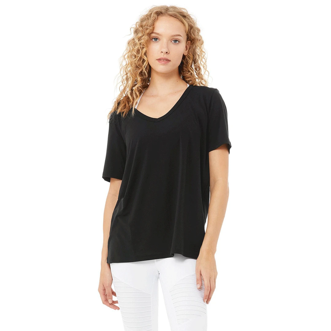 Alo Yoga Women's Motion Short Sleeve Tee - Black Tops 1 Alo Yoga Women's Motion Short Sleeve Tee - Black Tops