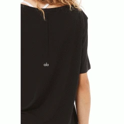 Alo Yoga Women's Motion Short Sleeve Tee - Black Tops 8 Alo Yoga Women's Motion Short Sleeve Tee - Black Tops