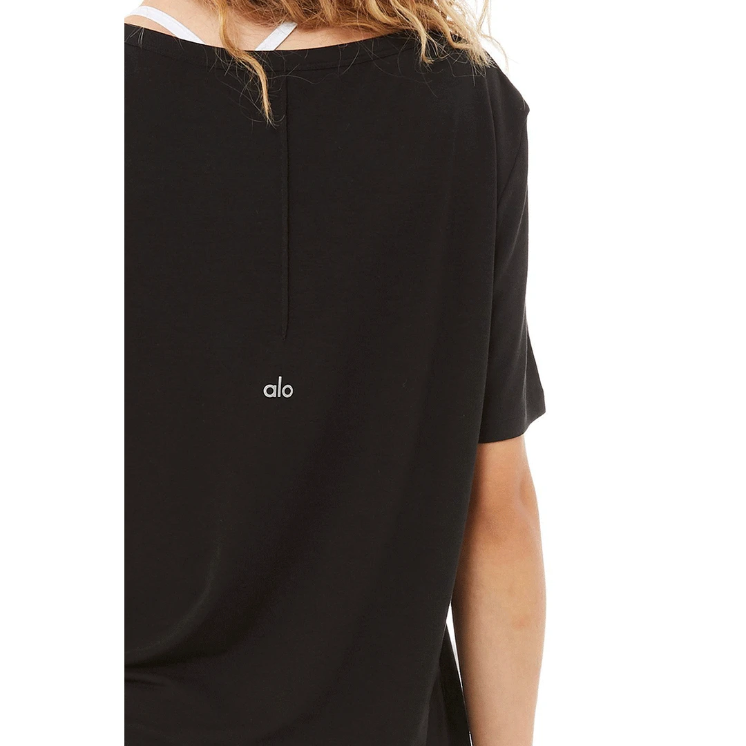 Alo Yoga Women's Motion Short Sleeve Tee - Black Tops 4 Alo Yoga Women's Motion Short Sleeve Tee - Black Tops