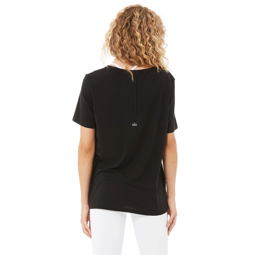 Alo Yoga Women's Motion Short Sleeve Tee - Black Tops 3 Alo Yoga Women's Motion Short Sleeve Tee - Black Tops
