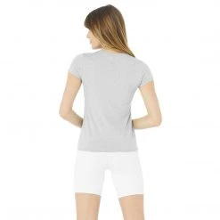 Alo Yoga Women's Alosoft Finesse Tee - Athletic Heather Grey Tops 7 Alo Yoga Women's Alosoft Finesse Tee - Athletic Heather Grey Tops