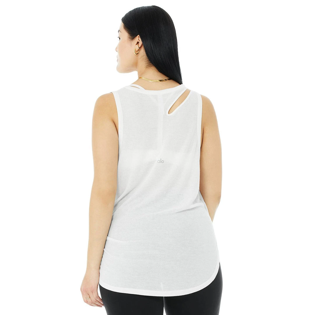 Alo Yoga Tops Women's Ribbed Peak Tank - White 3 Alo Yoga Tops Women's Ribbed Peak Tank - White