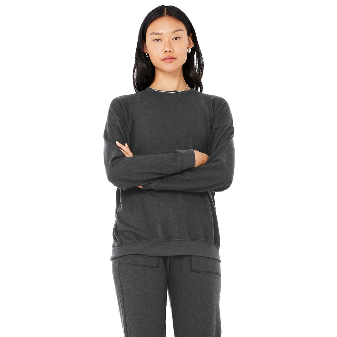 Alo Yoga Women's Soho Pullover - Anthracite Tops 1 Alo Yoga Women's Soho Pullover - Anthracite Tops