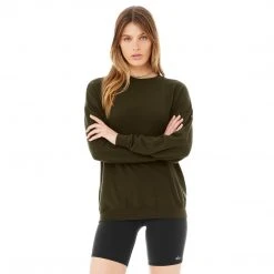 Alo Yoga Women's Soho Pullover - Dark Olive Tops