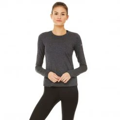 Alo Yoga Yoga & Studio Women's Alosoft Finesse Long Sleeve - Dark Heather Grey