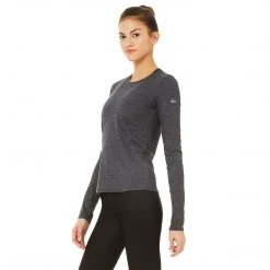 Alo Yoga Yoga & Studio Women's Alosoft Finesse Long Sleeve - Dark Heather Grey