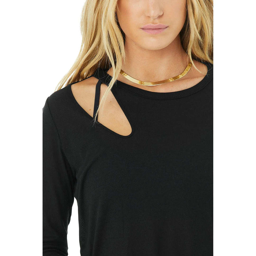 Alo Yoga Women's Ribbed Peak Long Sleeve - Black 6 Alo Yoga Women's Ribbed Peak Long Sleeve - Black