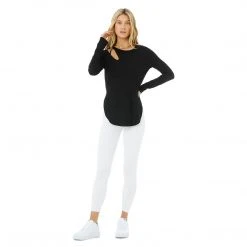 Alo Yoga Women's Ribbed Peak Long Sleeve - Black 9 Alo Yoga Women's Ribbed Peak Long Sleeve - Black