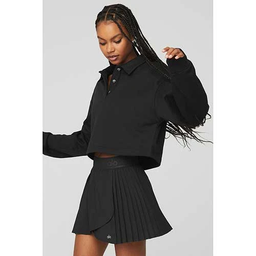 Alo Yoga Women's Polo Henley Pullover - Black 2 Alo Yoga Women's Polo Henley Pullover - Black