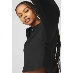 Alo Yoga Women's Polo Henley Pullover - Black 8 Alo Yoga Women's Polo Henley Pullover - Black