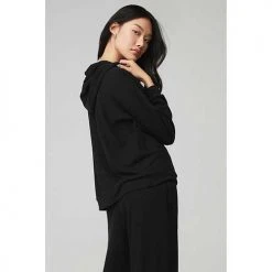 Alo Yoga Tops Women's Alolux Cozy Hoodie - Black 8 Alo Yoga Tops Women's Alolux Cozy Hoodie - Black