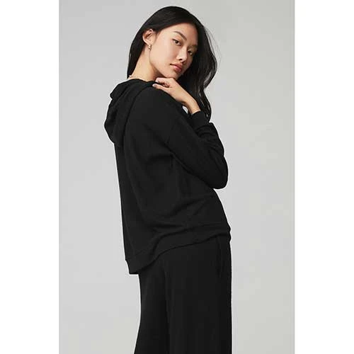 Alo Yoga Tops Women's Alolux Cozy Hoodie - Black 4 Alo Yoga Tops Women's Alolux Cozy Hoodie - Black