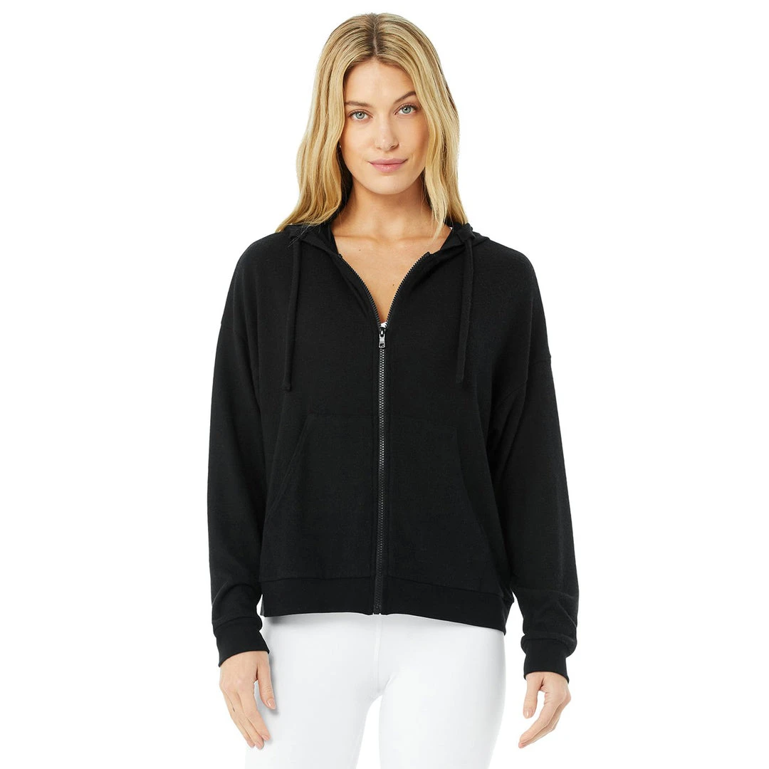 Alo Yoga Women's Alolux Soho Full Zip Hoodie - Black 1 Alo Yoga Women's Alolux Soho Full Zip Hoodie - Black