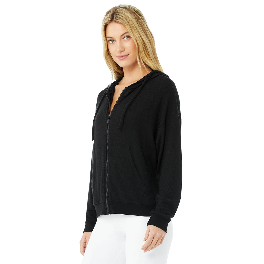 Alo Yoga Women's Alolux Soho Full Zip Hoodie - Black 2 Alo Yoga Women's Alolux Soho Full Zip Hoodie - Black